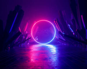 Sci-Fi Neon Måne bakgrunnsbilde — Neon måne Bakgrunner