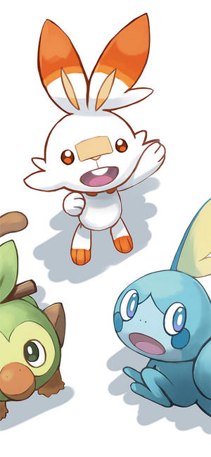 Scorbunny og andre Galar-startpokémoner — Pokemon-telefon Bakgrunner