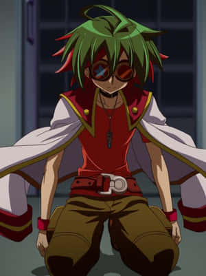 Selvsikker Yuya Sakaki med duellplaten sin - Yu-Gi-Oh! ARC-V — Kindle Paperwhite Bakgrunner