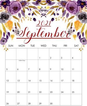 September 2021 lilla blomster kalender tapet. — Galaxy Z Fold 5 Bakgrunner