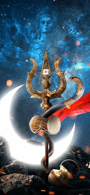 Shiva iPhone Trishula Med Måne — Galaxy S25 FE Bakgrunner