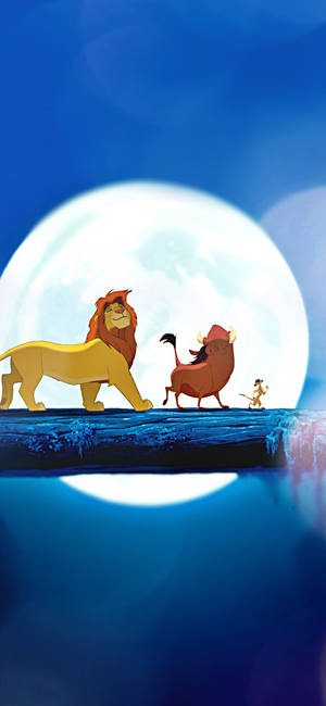 Løvenes Konge fullmåne-scene med trioen bakgrunn. — iPhone 13 Pro Max Bakgrunner