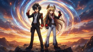Inspirerende bakgrunnsbilde av Simon og Nia fra Gurren Lagann — Anime par GIF Bakgrunner