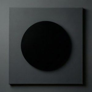 Minimalistisk svart sirkel på mørk grå bakgrunn, zen-enkelhet. — Svart estetisk GIF Bakgrunner