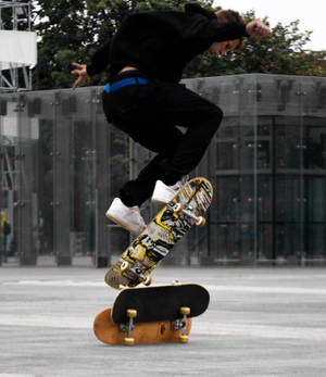 Ollie-triks på skateboard bakgrunnsbilde. — Galaxy Z Fold Bakgrunner