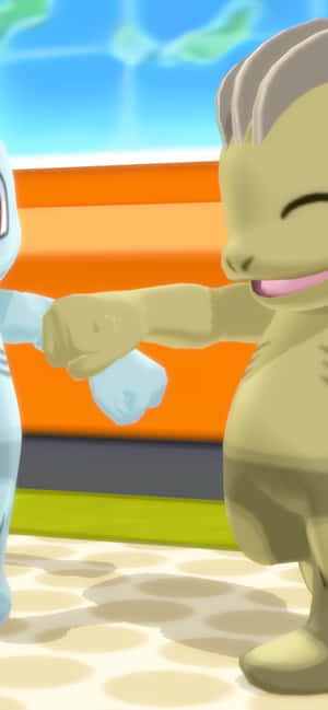 Skinnende Machop Pokemon med smilende øyne — Oppo Reno16 F Bakgrunner