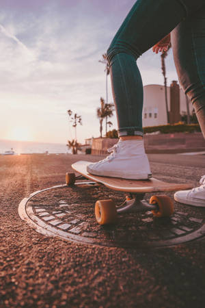Sko På Skateboard Skater Estetisk Med Solstråleeffekt — Xiaomi Pad Bakgrunner