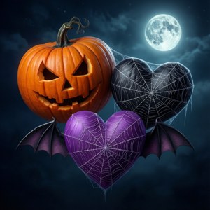 Halloween-bakgrunn med tre skumle hjerter. — Pixel Watch 5 Bakgrunner
