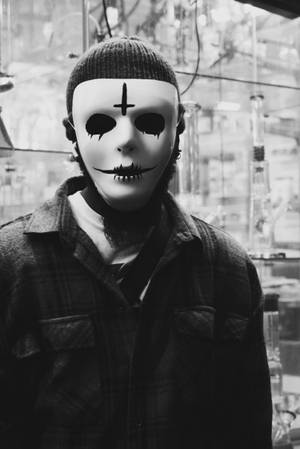 Skummel hvit Halloween-maske — Skummel halloween Bakgrunner