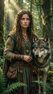 Skye med ulven sin i en solbelyst skog — Valorant Bakgrunner