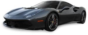 Slank svart Ferrari-superbil