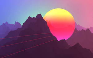 Vakker retro-bølge-tema solnedgang for Macbook