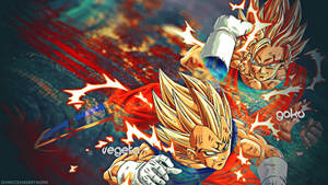 Dragon Ball Z San Goku og Vegeta som kjemper, super saiyan-animekarakterene.