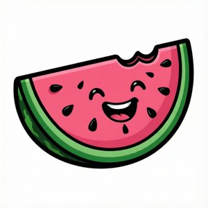 Tegneserie vannmelonbit med glad ansikt, flat stil på hvit bakgrunn. — Motorola Razr 2026 Bakgrunner