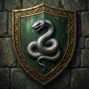 Klassisk Smygard-våpenskjold på stein. — Slytherin-estetikk Bakgrunner