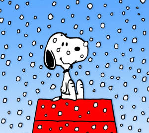 Bakgrunnsbilde av Snoopy julehus i snø — Snoopy jul Bakgrunner
