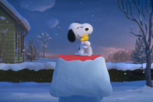 Bakgrunnsbilde Snoopy juleklem — Snoopy jul Bakgrunner