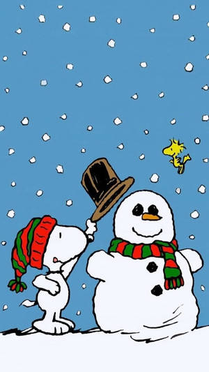 Bakgrunnsbilde med Snoopy Julemann Lue Snømann — Snoopy jul Bakgrunner