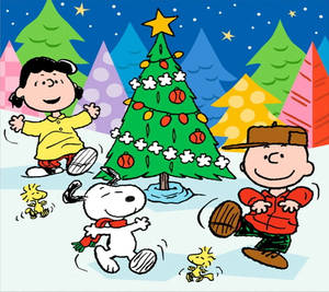 Bakgrunnsbilde med Snoopy og julevenner — Snoopy jul Bakgrunner