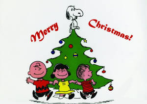 Snoopy på toppen av juletreet bakgrunnsbilde — Snoopy jul Bakgrunner