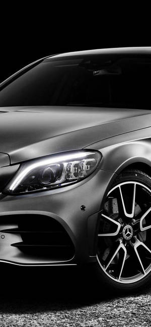 Sølv Mercedes Benz frontlykt iPhone — Samsung S23 Bakgrunner