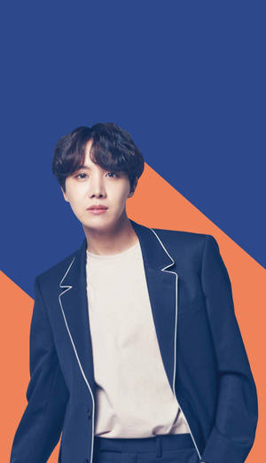 Søt BTS J-Hope blå og oransje bakgrunn