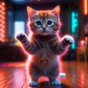 Søt dansende kattungeillustrasjon