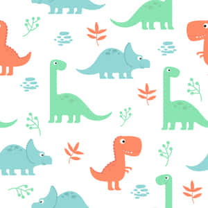 Søt dinosaur som leker i en fargerik forhistorisk verden — Søt dinosaur Bakgrunner