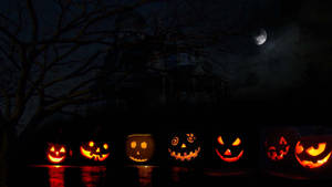 Søt estetisk Halloween-grøssende jack-o'-lanterner