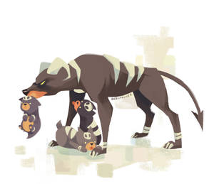 Søt Houndoom-familie — Hund Bakgrunner