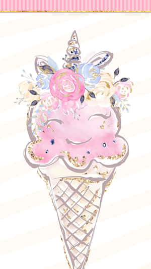 Søt iskrem med rosa smilefjes — Krem estetikk Bakgrunner