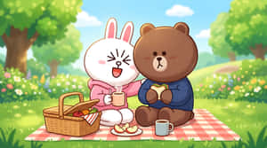 kanin,bjørn,kanin,piknik,park,utendørs,natur,sommer,vennskap,søt,kawaii,illustrasjon,tegneserie,lifestyle,fritid,mat,sandwich,kaffe,vår,solfylt