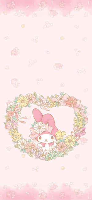 Søt My Melody i blomsterhjerteramme