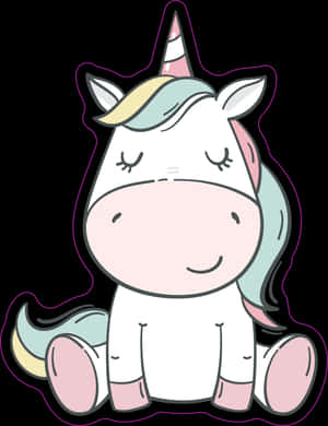 Søt tegneserie-unicorn-klistremerke
