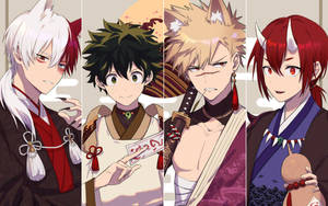 Bakgrunnsbilde av søt Todoroki med Bakugo og Midoriya