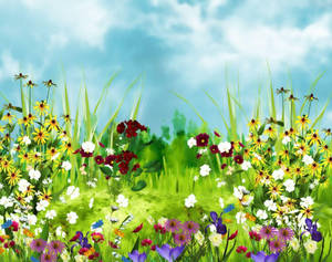 Søt vårblomstermark kunst