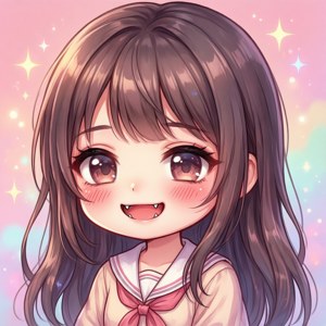 En kawaii anime-jente med små hjørnetenner, søt og pastellfarget. — Motorola Razr 2026 Bakgrunner