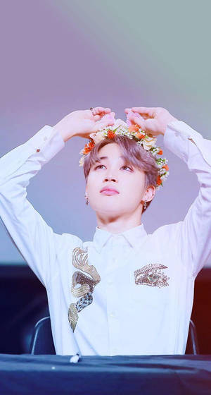 Søte BTS Jimin med blomsterkrone
