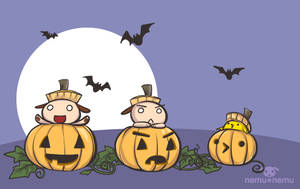 Søte Halloween-dyr i gresskar