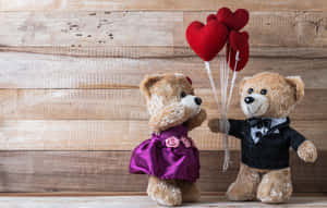 Søte Valentinsdag bjørner med røde hjerteballonger — Søt valentinsdag Bakgrunner
