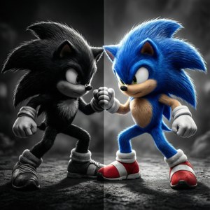 Sonic kjemper mot sin skygge, dobbel natur. — Motorola Razr 2026 Bakgrunner