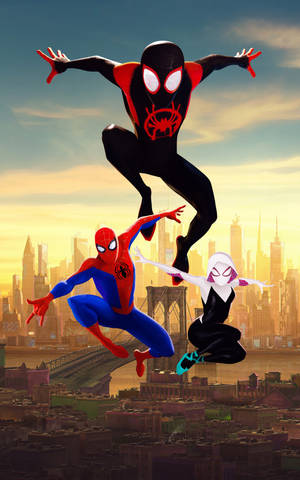 Spider Man Into The Spider Verse i New York bakgrunnsbilde — Galaxy Tab S9 Ultra Bakgrunner