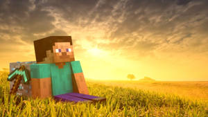 Steve på gress og diamant Minecraft HD
