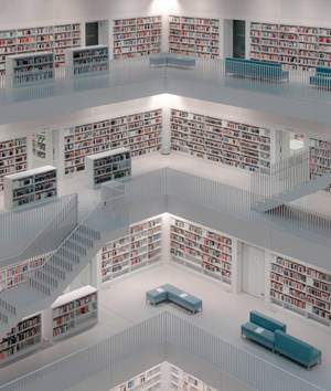 Stort hvitt bibliotek i Tyskland bakgrunnsbilde — Galaxy Z Fold Bakgrunner