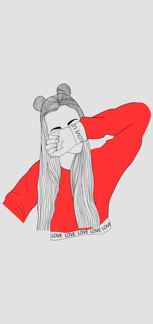 Stylish girl sad drawing bakgrunnsbilde — iPhone 17 Pro Bakgrunner
