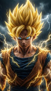Goku forvandler seg til en Super Saiyan med intens kraft. — iPhone 7 Bakgrunner