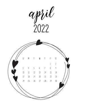 Svart og hvit april 2022 kalender — Minimalistisk estetikk Bakgrunner