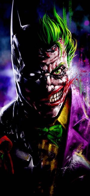 Syk Telefon Halv Batman Og Halv Joker — Galaxy S25 Ultra Bakgrunner