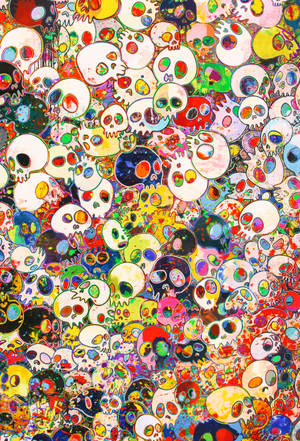 Takashi Murakami-hodeskaller stor 4K — Xiaomi Pad 9 Pro Bakgrunner