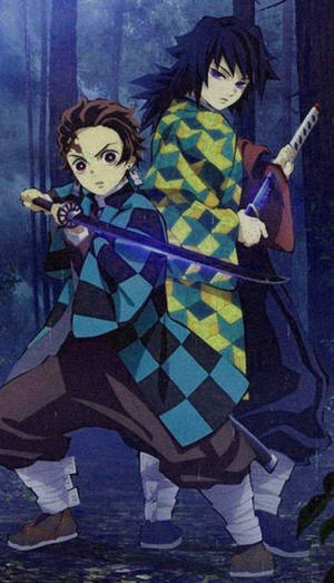 Tanjiro og Giyu Demon Slayer iPhone-bakgrunn — Demon slayer tanjiro Bakgrunner